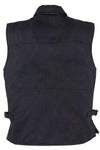 Men’s Black Denim Motorcycle Club Vest with Folded Collar & Hidden Snaps