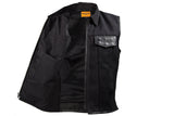 Mens Single Panel Canvas Motorcycle Vest With Gun Pockets