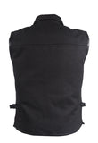 Mens Single Panel Canvas Motorcycle Vest With Gun Pockets