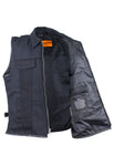 Mens Single Panel Canvas Motorcycle Vest With Gun Pockets