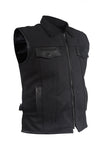 Mens Single Panel Canvas Motorcycle Vest With Gun Pockets