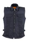 Mens Single Panel Canvas Motorcycle Vest With Gun Pockets