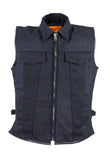 Mens Single Panel Canvas Motorcycle Vest With Gun Pockets