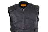 Mens Genuine Leather Replica Swat Vest With Gun Pocket