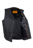 Mens Classic Motorcycle Club Vest With Gun Pockets