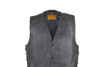 Gray Leather Club Vest with Gun Pockets & Side Laces