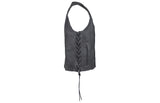 Gray Leather Club Vest with Gun Pockets & Side Laces