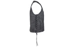 Gray Leather Club Vest with Gun Pockets & Side Laces