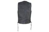 Gray Leather Club Vest with Gun Pockets & Side Laces