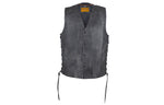 Gray Leather Club Vest with Gun Pockets & Side Laces