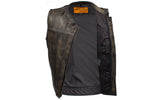 Mens Distressed Brown Leather Motorcycle Club Vest