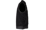 Mens Black Denim Biker Vest With Leather Trims & Front Zip Up