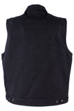 Mens Black Denim Motorcycle Vest With Buttoned Front Closure