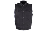 Men's Zippered Black Denim Club Vest