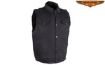 Men's Zippered Black Denim Club Vest