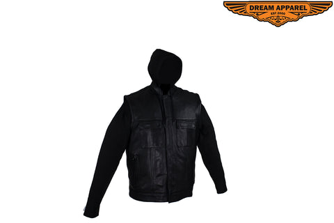 Black Concealed Carry Vest with Removable Black Hoodie