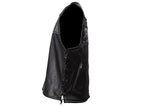 Mens Leather Vest With Reflective Skulls & Gun Pockets