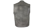 Distressed Gray Soft Touch Leather Vest with Gun Pockets