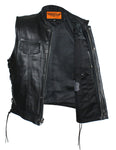 Men's Leather Gun Pocket Vest with Side Laces