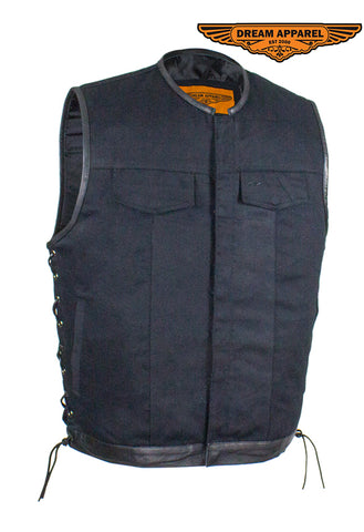 Men's Denim Gun Pocket Club Vest with Side Laces