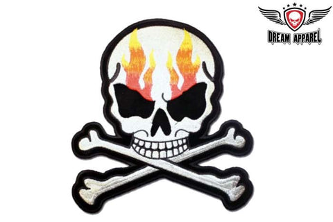Skull Flames with Crossbones Patch