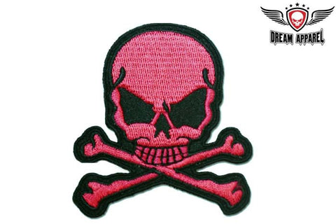Dark Pink Skull and Crossbones Motorcycle Patch