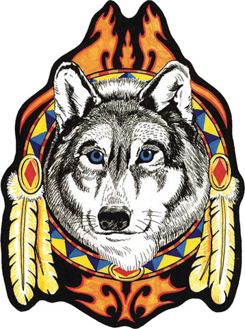 Wolf Head Feathers Patch