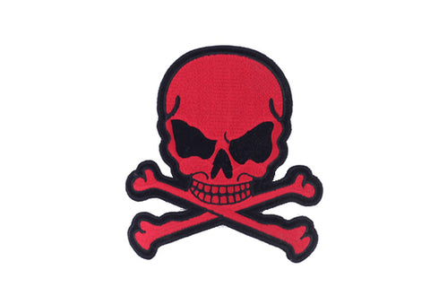 Red Flaming Skull with Crossbones Patch