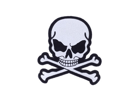 Silver Metallic Skull with Crossbones Patch