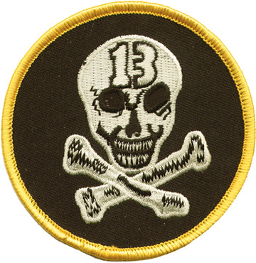 Skeleton Head with 13 and Yellow Border Patch