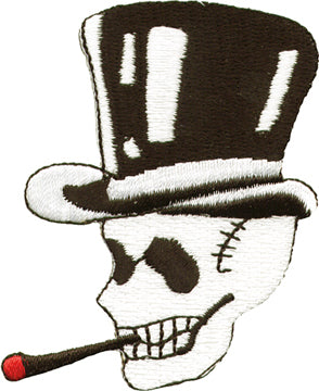 Grinning Skull with Black Tophat Patch