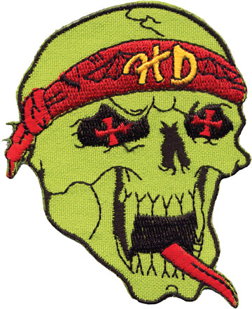 Green Skull with Red Bandana Patch