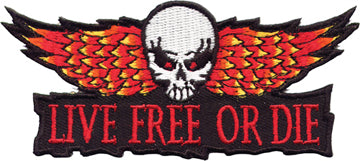 "Live Free or Die" Winged Skull Patch