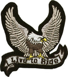 "Live to Ride" Silver Eagle Biker Patch