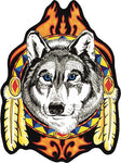 Wolf Head with Feathers Patch