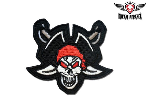 Evil Skull With Red Eyes & Pirate Hat Patch