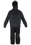 Two-Piece Black Rain Suit With Zippered Side Seams