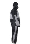 Two-Piece Black & Gray Rain Suit With Zippered Side Seams