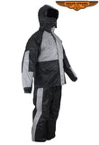 Two-Piece Black & Gray Rain Suit With Zippered Side Seams