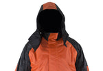 Two-Piece Black & Orange Rain Suit With Zippered Side Seams