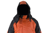 Two-Piece Black & Orange Rain Suit With Zippered Side Seams