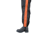 Two-Piece Black & Orange Rain Suit With Zippered Side Seams