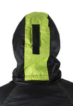 Two-Piece Black & Fluorescent Rain Suit With Zippered Side Seams