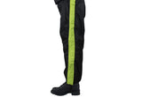 Two-Piece Black & Fluorescent Rain Suit With Zippered Side Seams