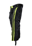 Two-Piece Black & Fluorescent Rain Suit With Zippered Side Seams