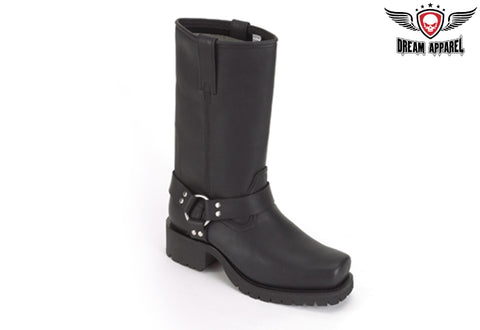 Womens Biker Boots With Strap & Ring At Ankle