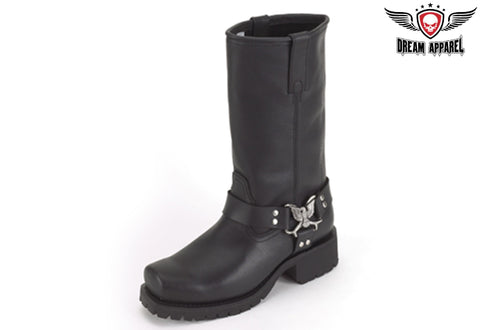 Womens Biker Boots With Eagle At Ankle