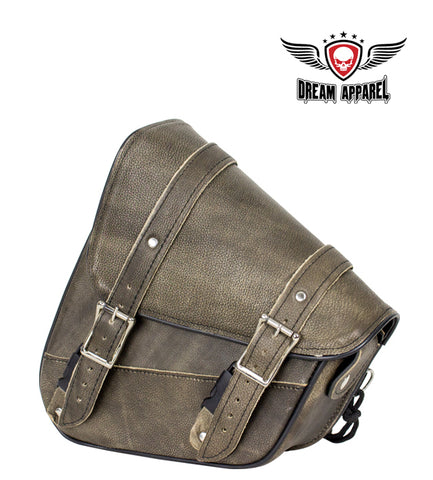Genuine Distressed Brown Leather Left Side Solo Swing Arm Bag