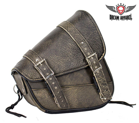 Genuine Distressed Brown Leather Right Side Swing Arm Bag