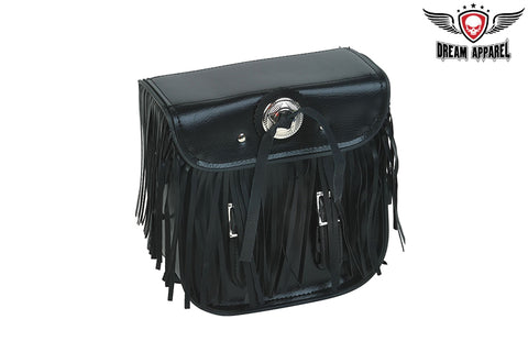 PVC Motorcycle Sissy Bar Bag With Fringes & Concho